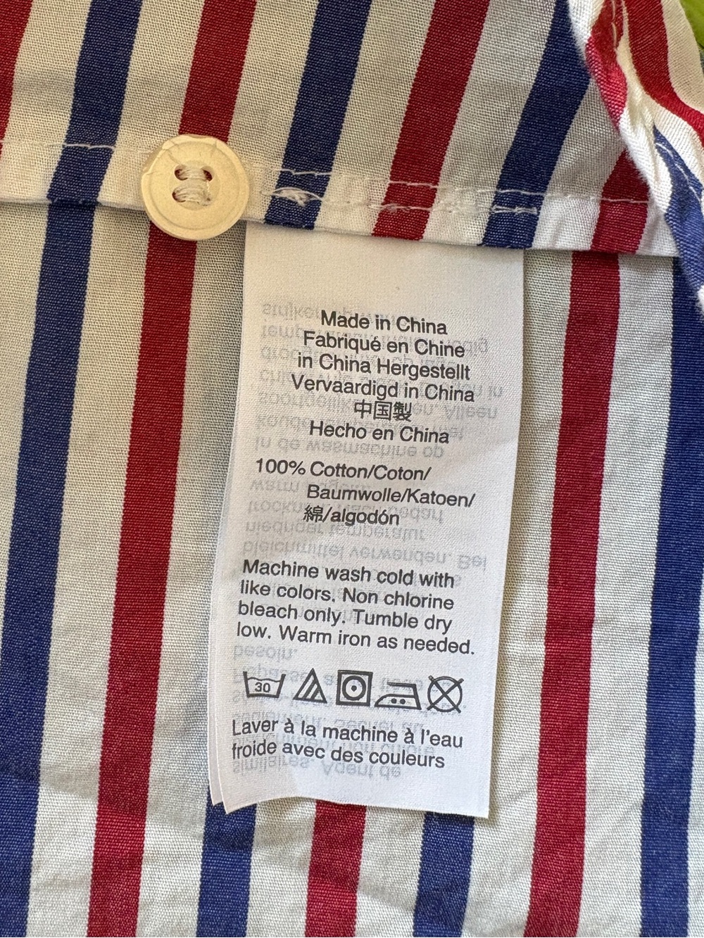 J. Crew Striped Tie Waist Cotton Shirt Midi Dress Size 4 Blue Red White Casual - Picture 8 of 11
